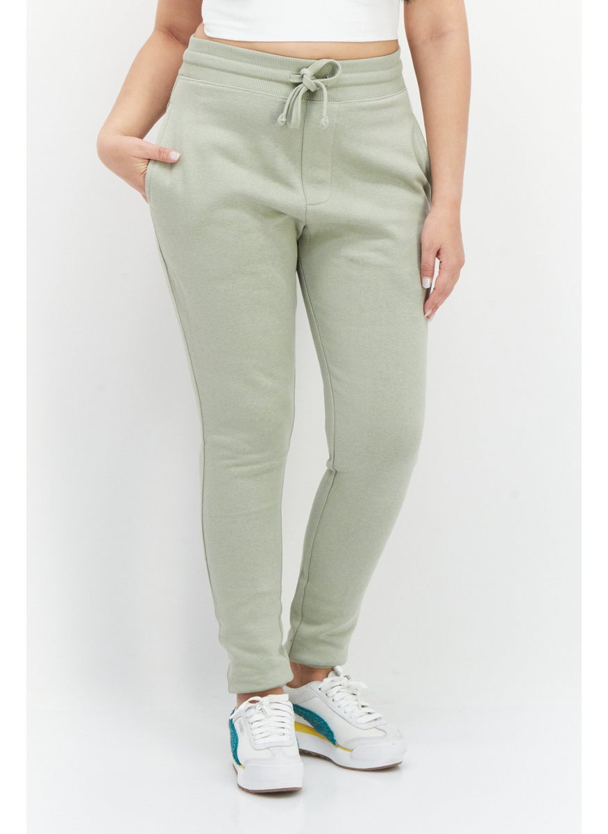 French Connection Women Brand Logo Side Pocket Fleece Sweatpants, Sage Green  - Image 1