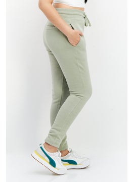 French Connection Women Brand Logo Side Pocket Fleece Sweatpants, Sage Green  - Image 2