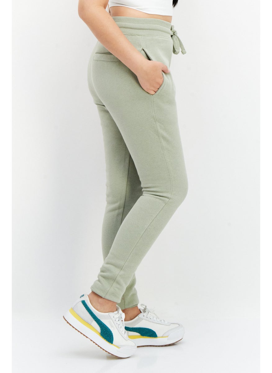 French Connection Women Brand Logo Side Pocket Fleece Sweatpants, Sage Green  - Image 2