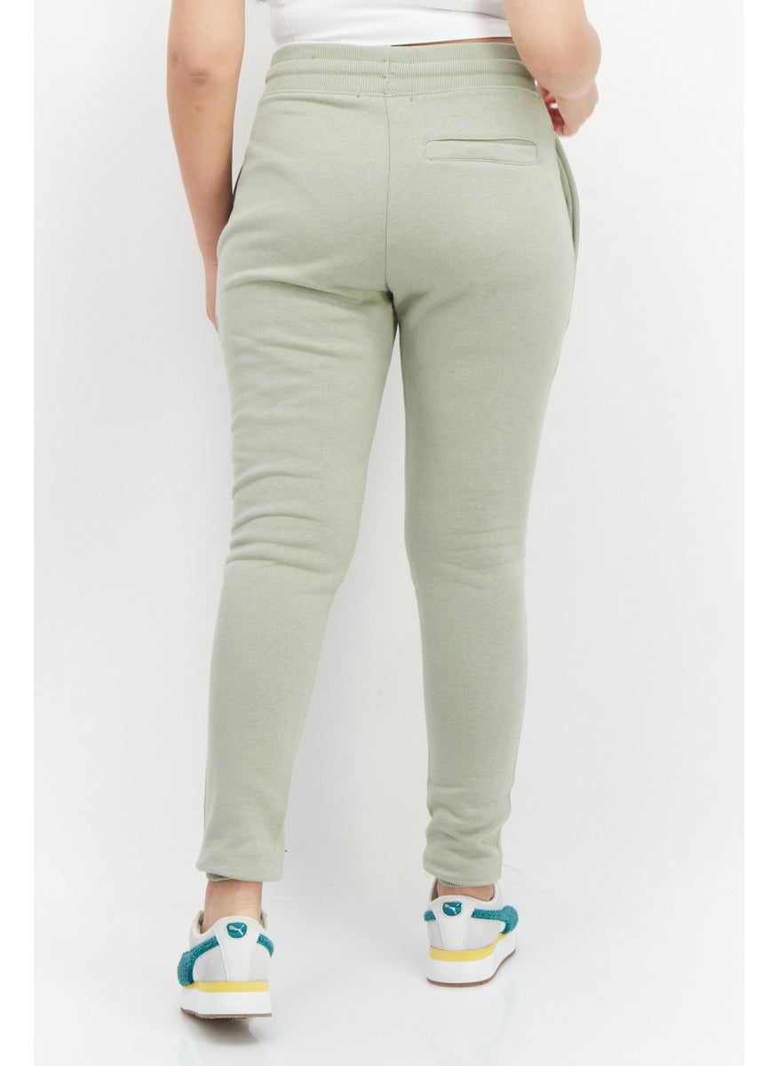 French Connection Women Brand Logo Side Pocket Fleece Sweatpants, Sage Green  - Image 3