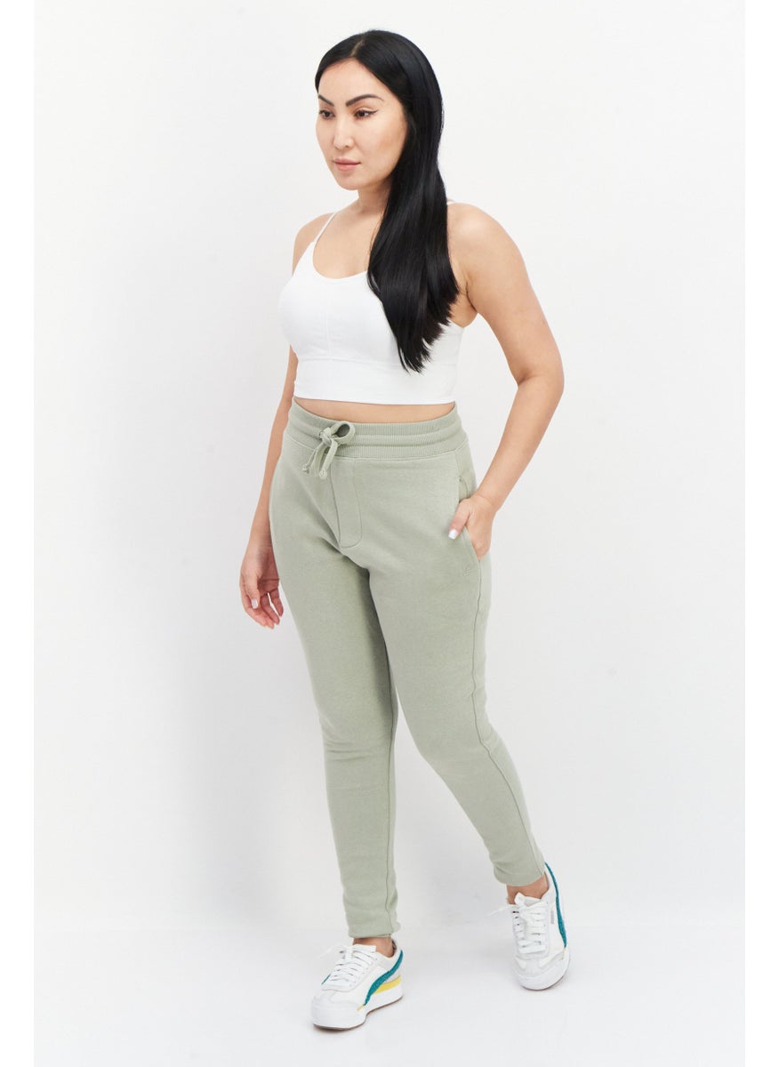 French Connection Women Brand Logo Side Pocket Fleece Sweatpants, Sage Green  - Image 4