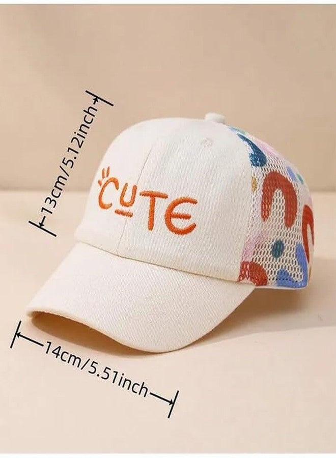 Ziory Cotton Cute Text Embroidered Cap -Beige - Image 3