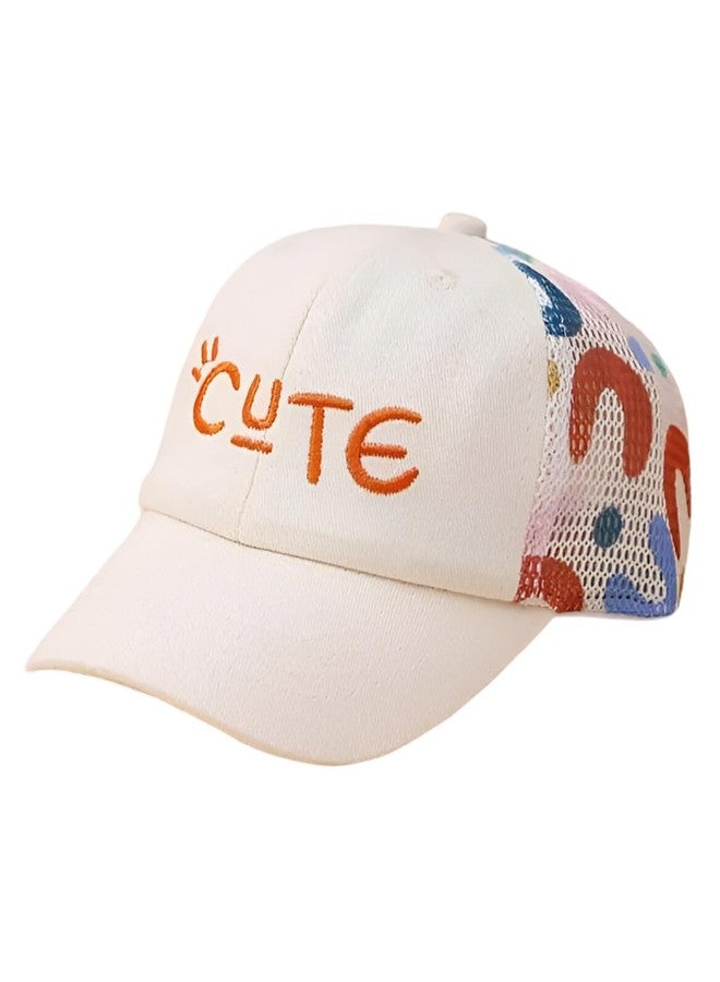 Ziory Cotton Cute Text Embroidered Cap -Beige - Image 1