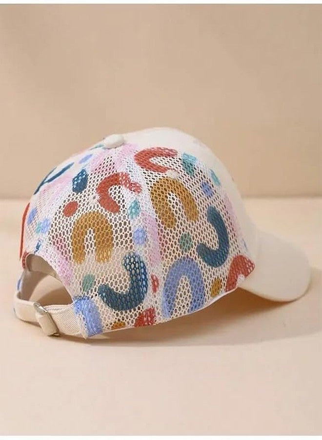 Ziory Cotton Cute Text Embroidered Cap -Beige - Image 5