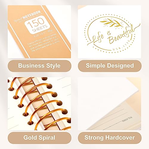 Yoment Small Spiral Notebook,300 Pages Hardcover Spiral Notebooks,5.5”x 7.5”College Ruled Notebook,A5 Spiral Bound Journal,Hard Cover Notebooks for Work Writing School,A5 White - Image 4