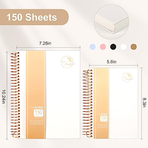 Yoment Small Spiral Notebook,300 Pages Hardcover Spiral Notebooks,5.5”x 7.5”College Ruled Notebook,A5 Spiral Bound Journal,Hard Cover Notebooks for Work Writing School,A5 White - Image 2