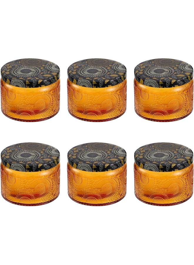 Green Tiger 6 PCS Clear Glass Candle Tins, Aromatherapy Scented Candle Cups, Embossed Candle Jar, Suitable for Weddings, Parties, Home - Image 1
