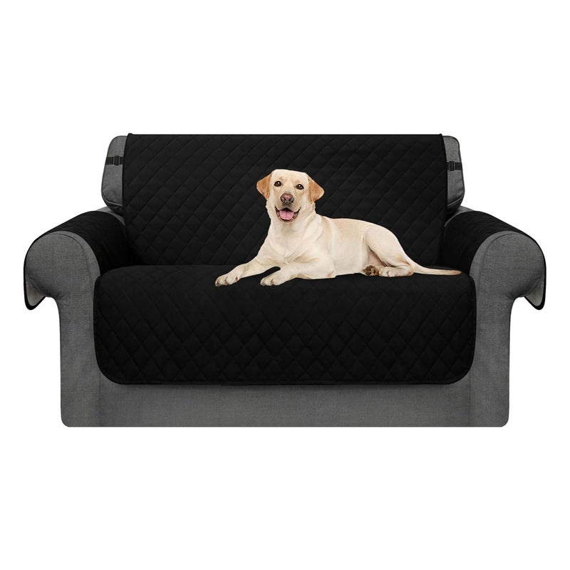 CHUN YI Oversize Chair Sofa Slipcover Reversible Quilted Armchair Cover for Dogs with Elastic Straps Furniture Protector for Living Room for Cat Pets Kids Children (Oversize Chair, Black) - Image 1