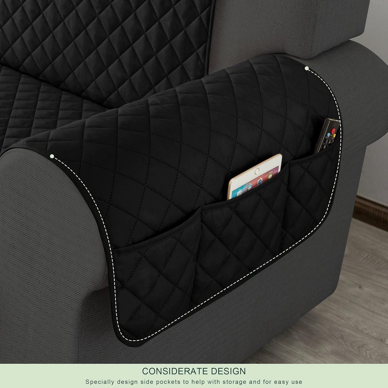 CHUN YI Oversize Chair Sofa Slipcover Reversible Quilted Armchair Cover for Dogs with Elastic Straps Furniture Protector for Living Room for Cat Pets Kids Children (Oversize Chair, Black) - Image 4