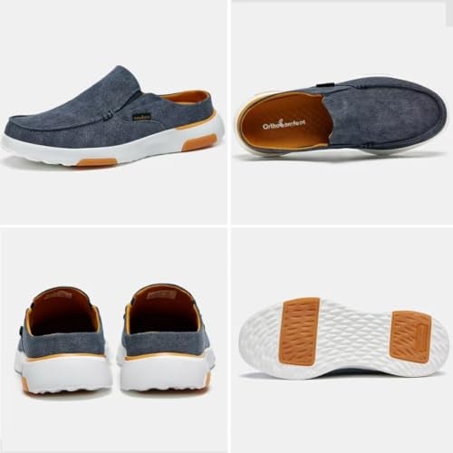 OrthoComfoot Men's Orthopedic Slip On Loafers Slippers Shoes: Canvas Casual Fashiion Sneakers for Overpronation, Leisure Vintage Flat Boat Mules Clogs Denim Size 12 - Image 2