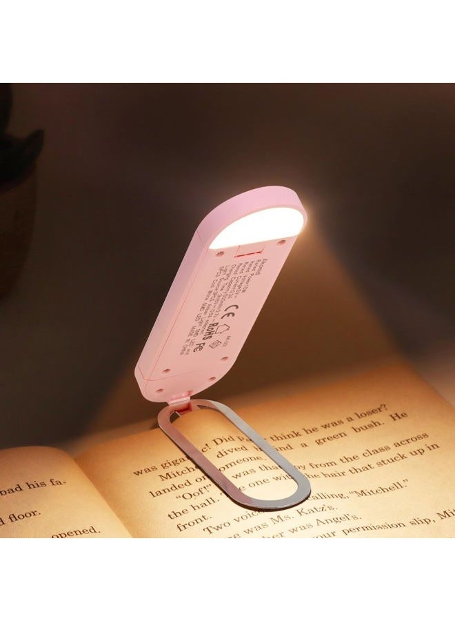 Akomid Book Light, USB Rechargeable Reading Light Clip on, Eye-Cared Amber Light Mode for Reading in Bed Kids, 8 LEDs Bookmark Portable, Stepless Dimming, Pink - Image 2