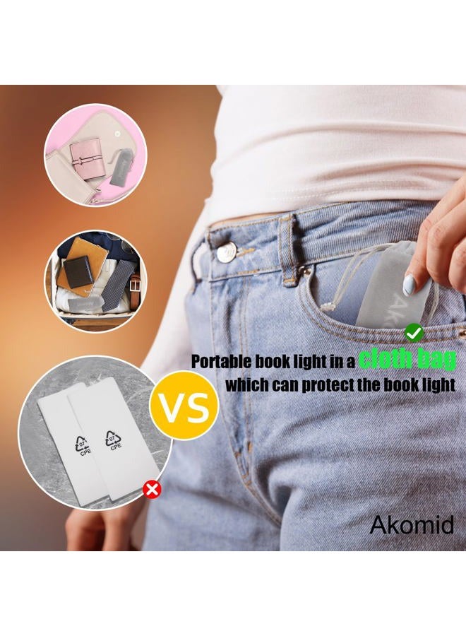Akomid Book Light, USB Rechargeable Reading Light Clip on, Eye-Cared Amber Light Mode for Reading in Bed Kids, 8 LEDs Bookmark Portable, Stepless Dimming, Pink - Image 3