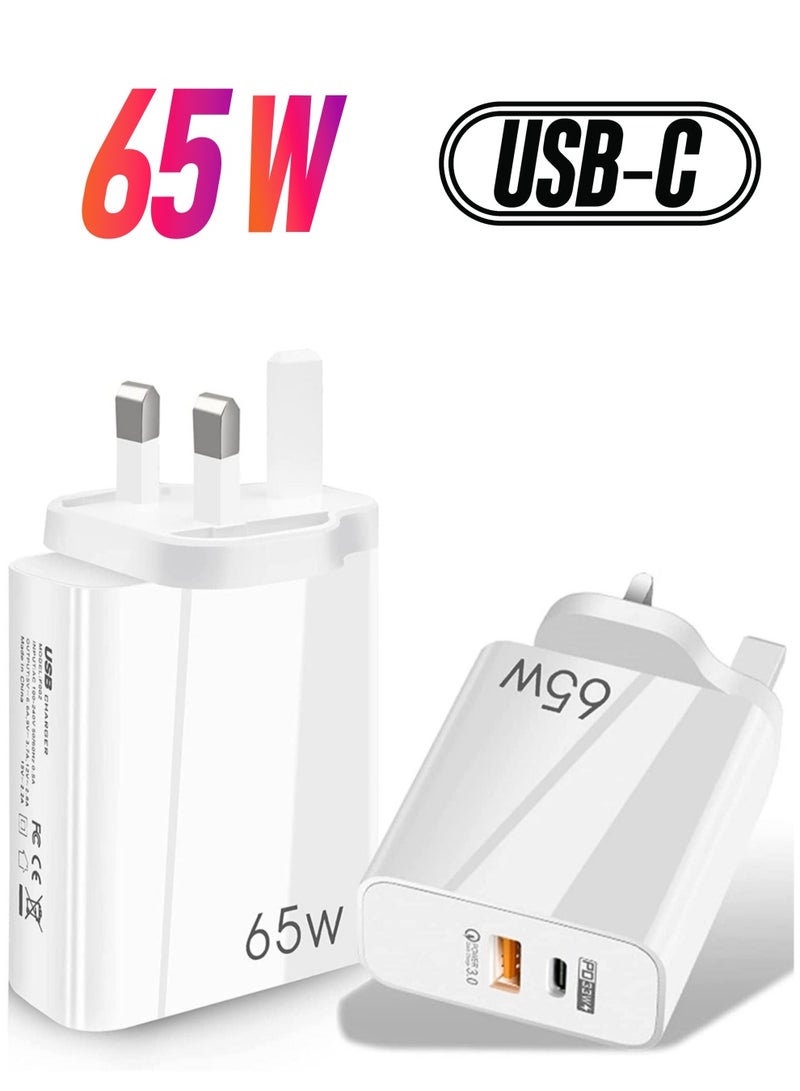 "65W Dual Port Type-C Charger – Wall Plug USB-C PD with Quick Charge 3.0, Infino Charging Station Compatible with iPhone, Galaxy, and Pixel" - Image 1