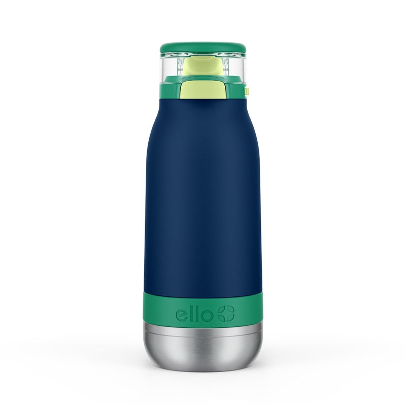Ello Emma 14oz Vacuum Insulated Stainless Steel Kids Water Bottle with Straw and Builtin Carrying Handle and LeakProof Locking Lid for School Backpack Lunchbox and Outdoor Sports Tidal Wave - Image 2