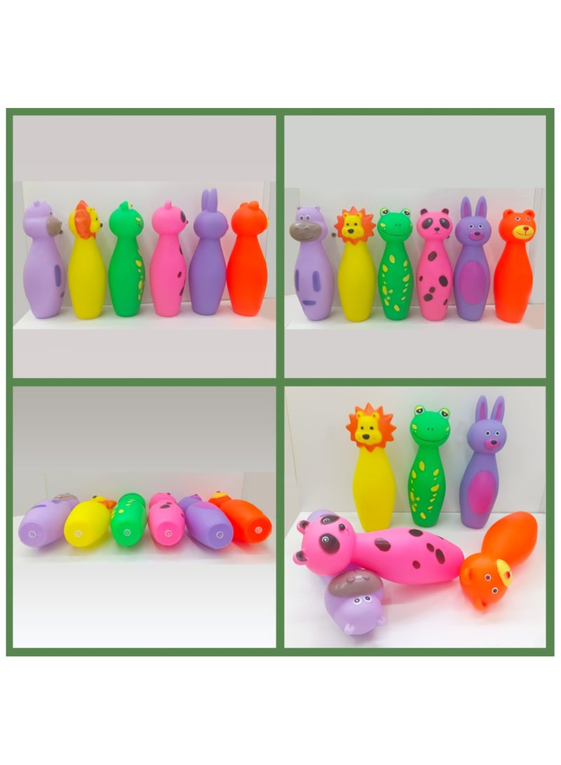 MIIXUER 6 Pack Squeaky Dog Toys, Interactive Dog Toys for Small Dogs to Large Dogs, Cute Animal Bowling Dog Chew Toys - 2.17x6.7 inch - Image 5