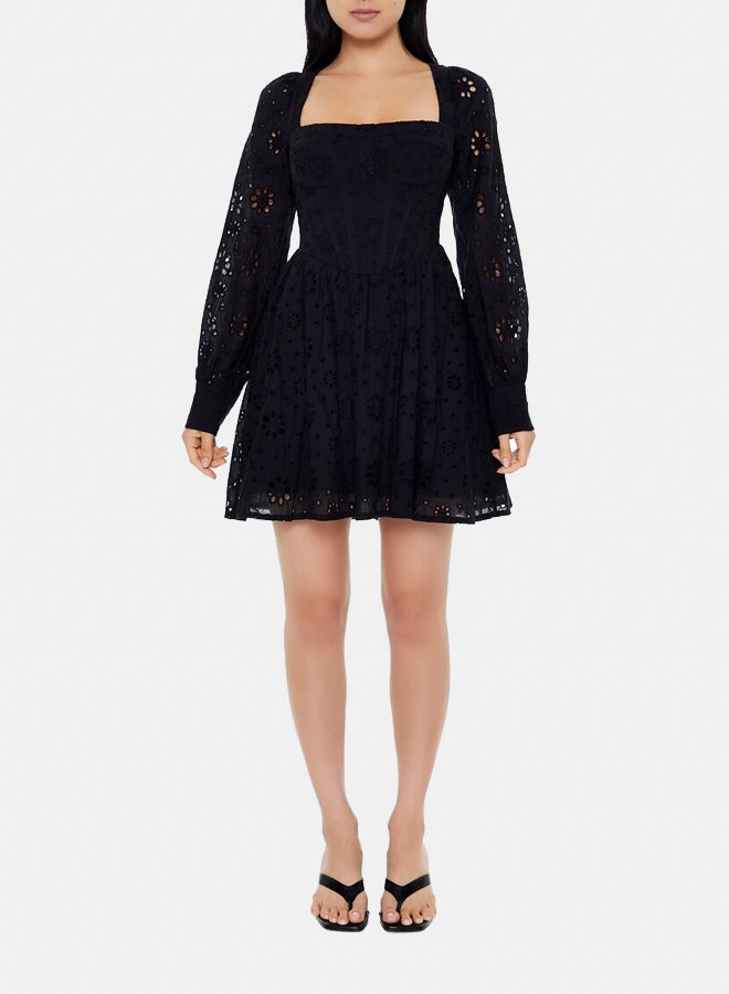 FOREVER 21 Floral Eyelet Bustier Mini Dress - Image 1