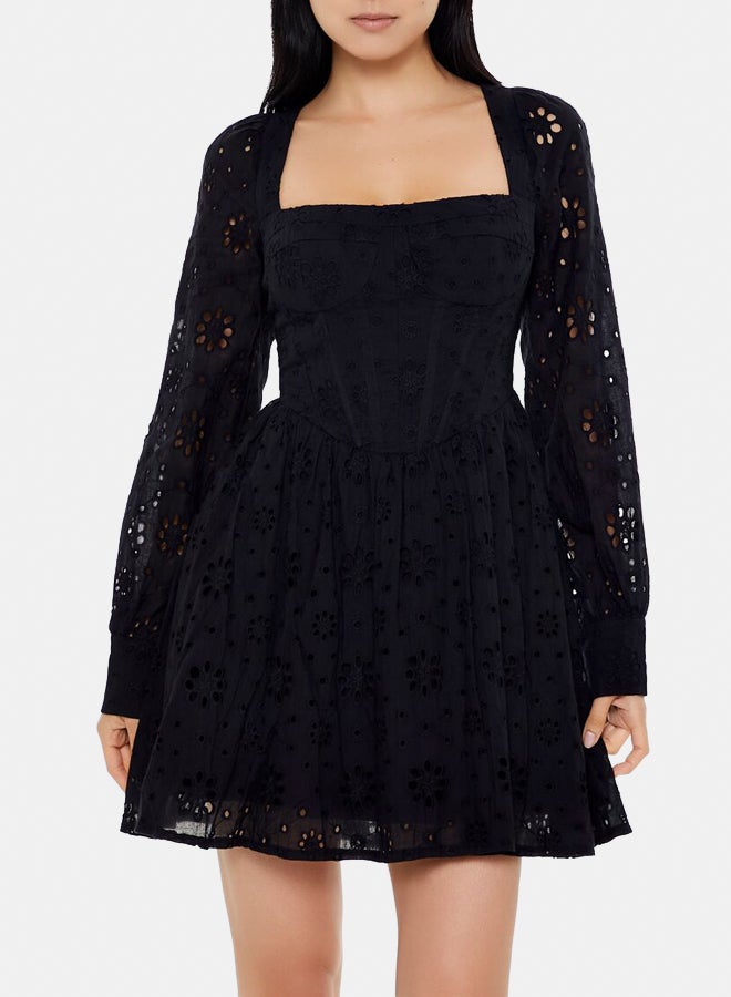 FOREVER 21 Floral Eyelet Bustier Mini Dress - Image 2