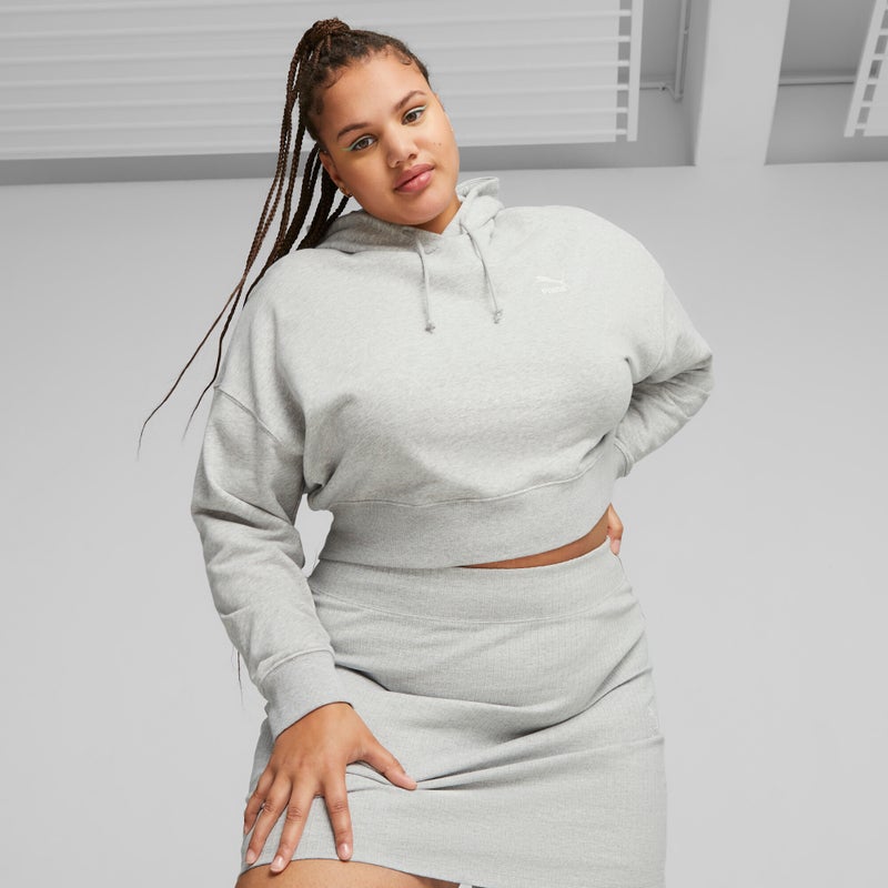 PUMA Classics Womens Grey Cropped Hoodie - Image 2