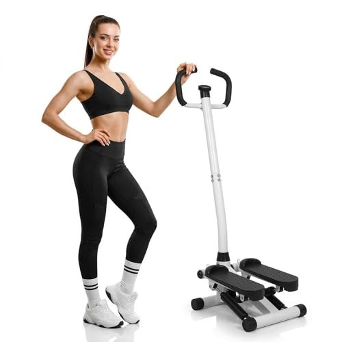 AASHRO MALL Stepper Trainer with Resistance Band | Portable Stair Exercise for Home & Office | Adjustable Fitness Pedal with LCD Monitor | Air Climber | 120KG Capacity (HANDRAIL Stepper) - Image 1