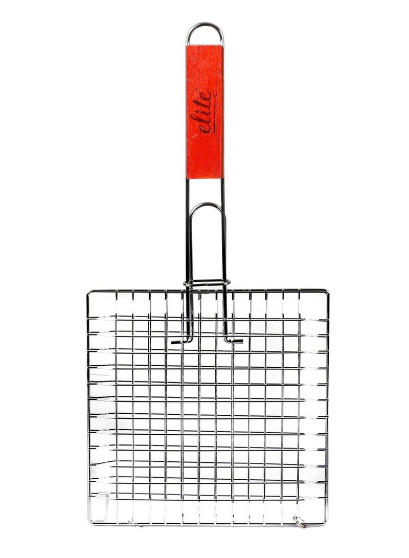 Elite BBQ Grillian – Flat Grill Tool with Wooden Handle, Ideal for Grilling Fish & Delicate Foods - Image 1