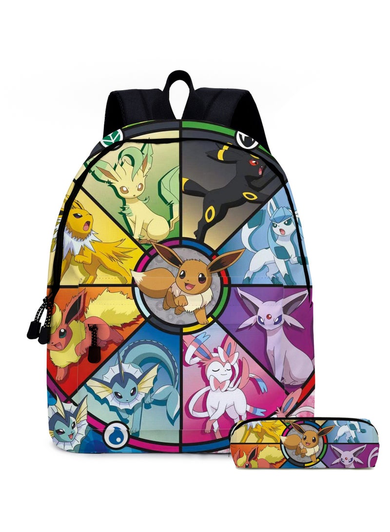 Pokemon Pikachu Cartoon Backpack Two-Piece Student School Bag