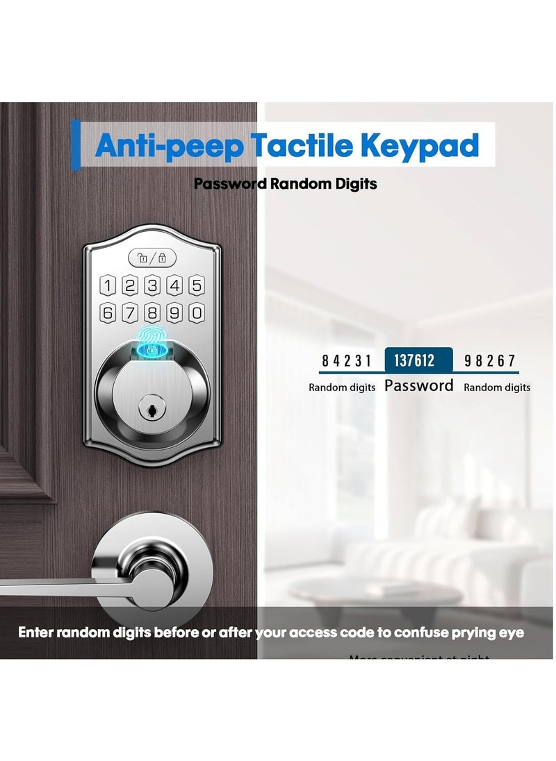 Keyless Entry Door Lock-Deadbolt Smart Door Locks for Front Door-Fingerprint Combination Door Lock -Front Door Lock -Electronic Keypad Code,Auto Lock (Satin Nickel) - Image 4