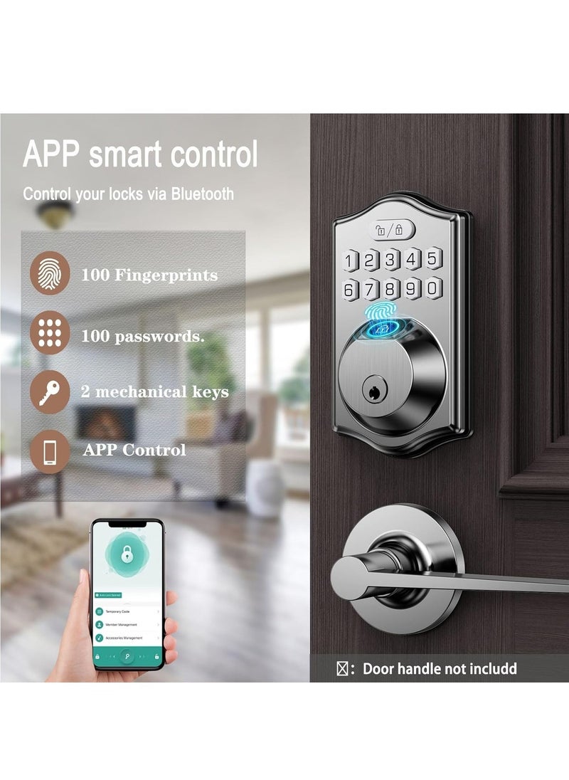 Keyless Entry Door Lock-Deadbolt Smart Door Locks for Front Door-Fingerprint Combination Door Lock -Front Door Lock -Electronic Keypad Code,Auto Lock (Satin Nickel) - Image 2