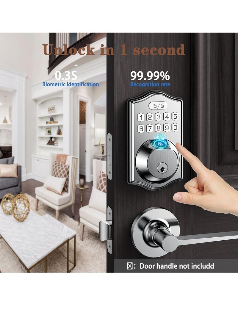 Keyless Entry Door Lock-Deadbolt Smart Door Locks for Front Door-Fingerprint Combination Door Lock -Front Door Lock -Electronic Keypad Code,Auto Lock (Satin Nickel) - Image 3