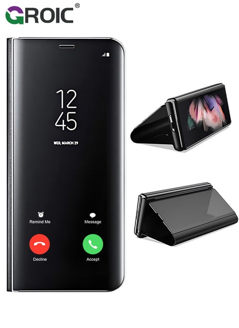 For Samsung Galaxy S24 Ultra Case,View Smart Window Case,Business Mirror Design Full Protective Phone Shell,Kickstand Flip Phone Cover for Samsung Galaxy S24 Ultra 6.8''