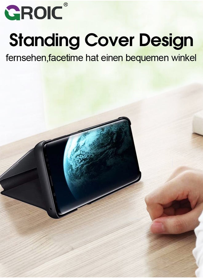 For Samsung Galaxy S24 Ultra Case,View Smart Window Case,Business Mirror Design Full Protective Phone Shell,Kickstand Flip Phone Cover for Samsung Galaxy S24 Ultra 6.8''