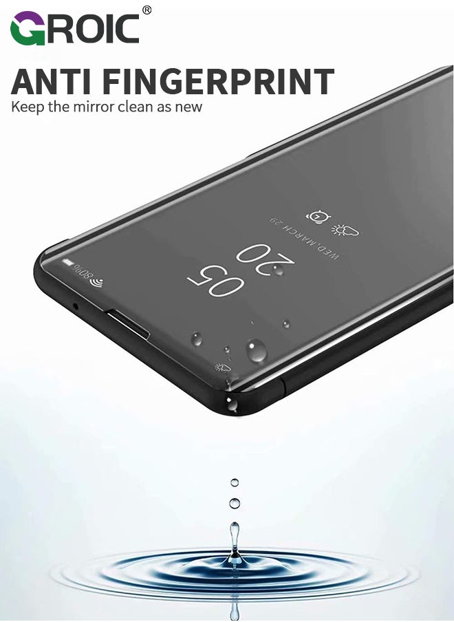 For Samsung Galaxy S24 Ultra Case,View Smart Window Case,Business Mirror Design Full Protective Phone Shell,Kickstand Flip Phone Cover for Samsung Galaxy S24 Ultra 6.8''