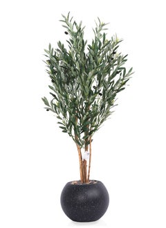 co arma Artificial olivArtificial olive tree with plastic stand, 120 cm highe tree with plastic stand  - Image 1