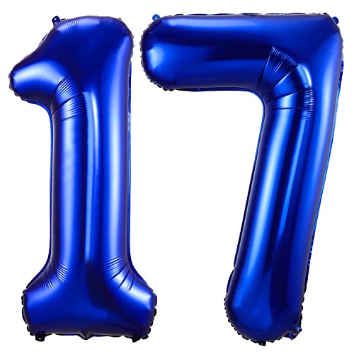 BBPOOL Navy Blue 17 Balloon Numbers40 Inch Dark Blue 17 or 71 Birthday Balloons Large Foil Mylar Balloons Number 17 for Birthday Party Anniversary Decorations - Image 1