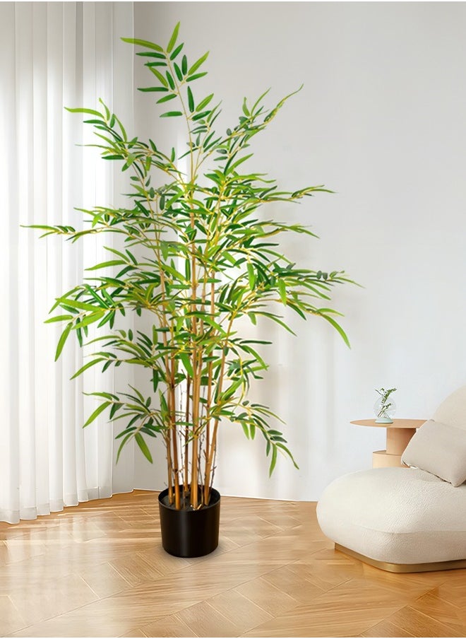 Generic 120cm Artificial Bamboo Tree, Faux Bamboo Plant, Imitation Bamboo Plant with Pot, with 1,000+ Natural Lifelike Leaves, Suitable for Home Office Interior Decoration/Green  - Image 1