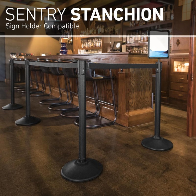 US Weight Sentry Stanchion with Retractable Belt, Easy Connect Assembly, Black, 6.5' Caution Belt (2 Pack) - Image 4