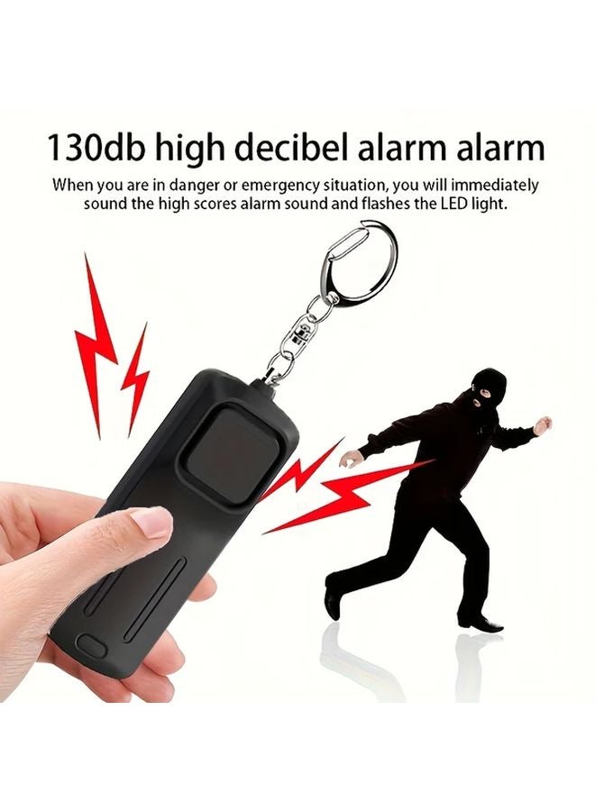 Black Personal Security Alarm 130dB Loud Self Defense Safety Device For Women - Image 1