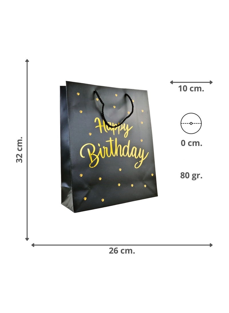 حقيبة هدايا ورقية فاخرة أنيقة للاحتفال بعيد ميلاد سعيد، حقيبة هدايا ورقية باللون الذهبي للرجال والنساء أنيقة بمقابض | مقاس كبير 26 × 32 × 10 - Image 5