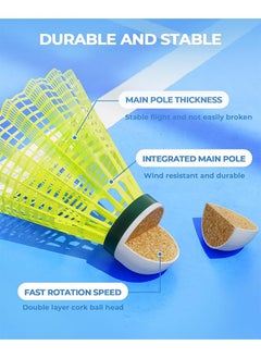HS 12 PCS Plastic Badminton Shuttlecocks With Great Stability And Durability Badminton Birdie Balls Indoor Outdoor Sport Training Badminton Ball, Sports Stuff Sports Goods Sports Supplies (Multicolour)  - Image 2