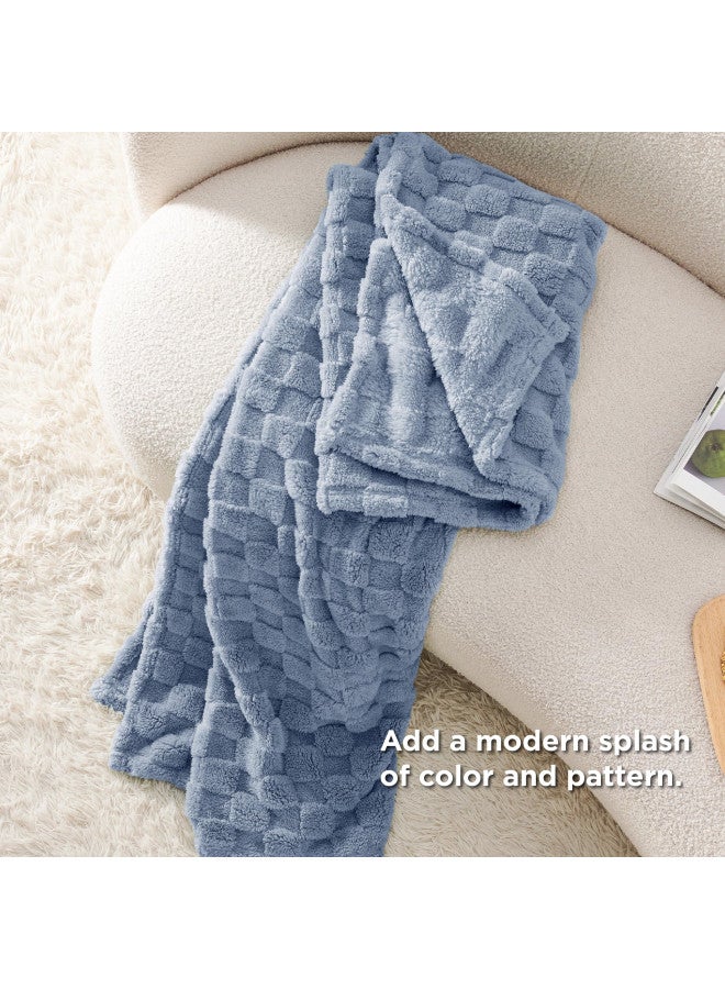 Bedsure Bedsure Blue Fleece Blanket for Couch - Super Soft Cozy Twin Blankets for Women, Cute Small Blanket for Girls, 60x80 Inches  - Image 5