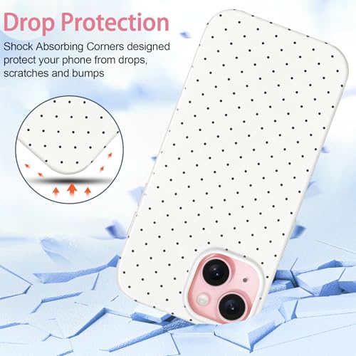 Hython for iPhone 15 Case Cute Polka Dot Aesthetic Design Simple Cover 6.1", Thin Slim Anti-Scratch Soft TPU Bumper Shockproof Rubber Protective Phone Cases for Women Girls Girly Boys, White - Image 4