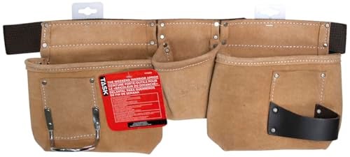 Task T77250 Weekend Warrior Work Apron, 5-pocket Leather Utility Belt with 2-Inch Wide Polymer Belt Quick Release Buckle - Adjusts from 36” - 54” - Image 1
