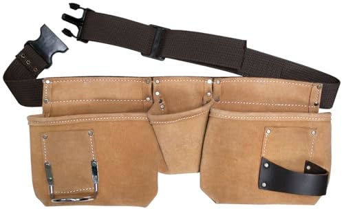 Task T77250 Weekend Warrior Work Apron, 5-pocket Leather Utility Belt with 2-Inch Wide Polymer Belt Quick Release Buckle - Adjusts from 36” - 54” - Image 2