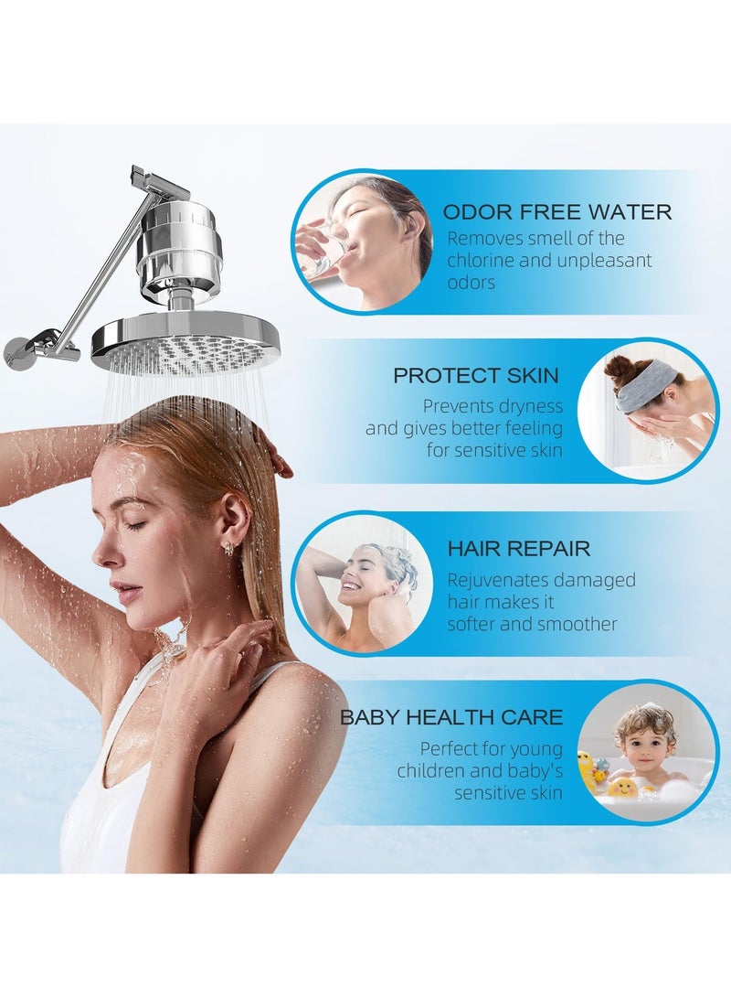 Shower Filter - 20 Stage Shower Head Filter for Hard Water - Water Softener to Remove Chlorine and Fluoride,Improve Hair and Skin Condition,Chrome - Image 5