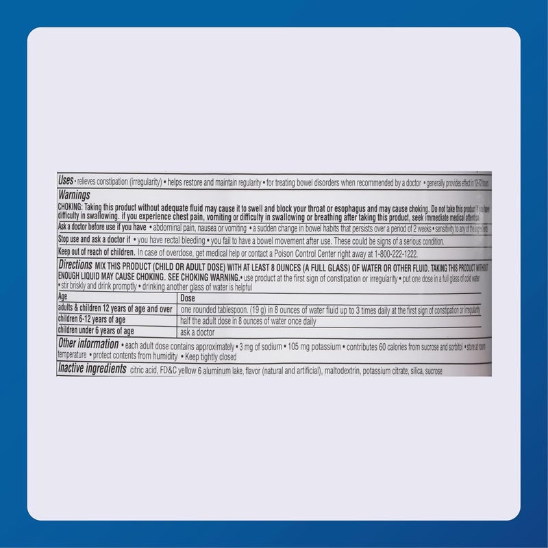 MAJOR Fiber Therapy Methylcellulose Powder  Easy to Mix  No Gritty Texture  Soluble Fiber  Helps Control Regularity  Orange Flavor  16 Oz 1 Pack - Image 5