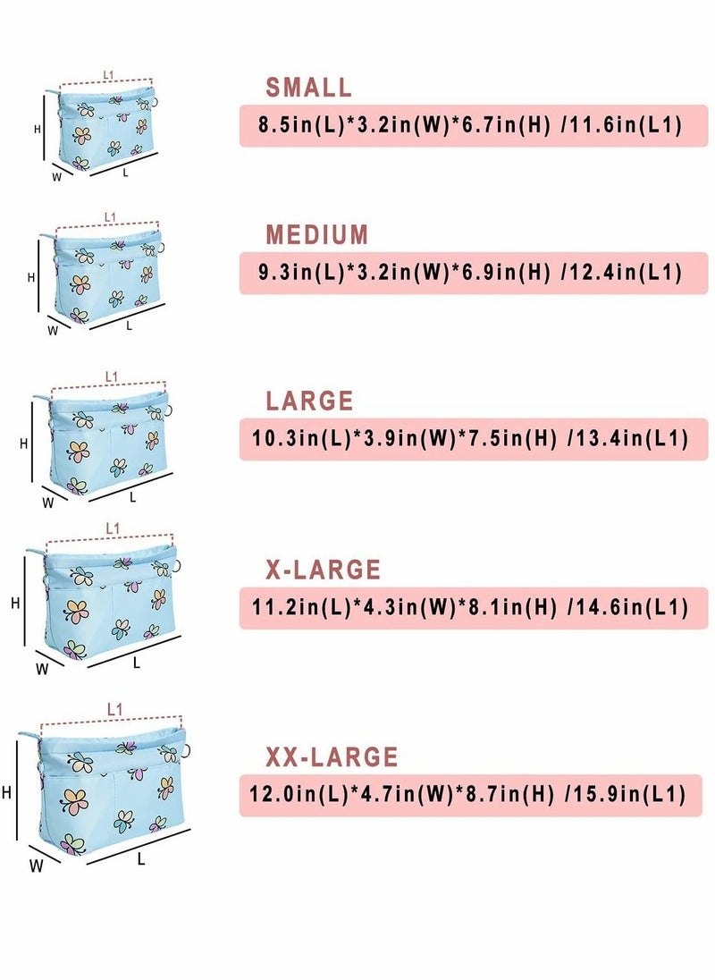 SYOSI Organizer Bag, Premium Nylon Purse Organizer, Tote, Handbag Insert Organizers Bag in Bag Zipper, 13 Pockets, Blue Butterfly (Small)  - Image 2