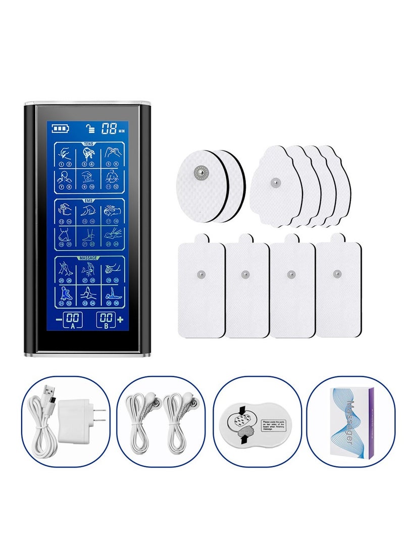 MHD 36 Modes Dual Channel TENS Muscle Stimulator EMS Pulse Rechargeable Full Body Massage Acupuncture Machine with 10 Pads - Image 3