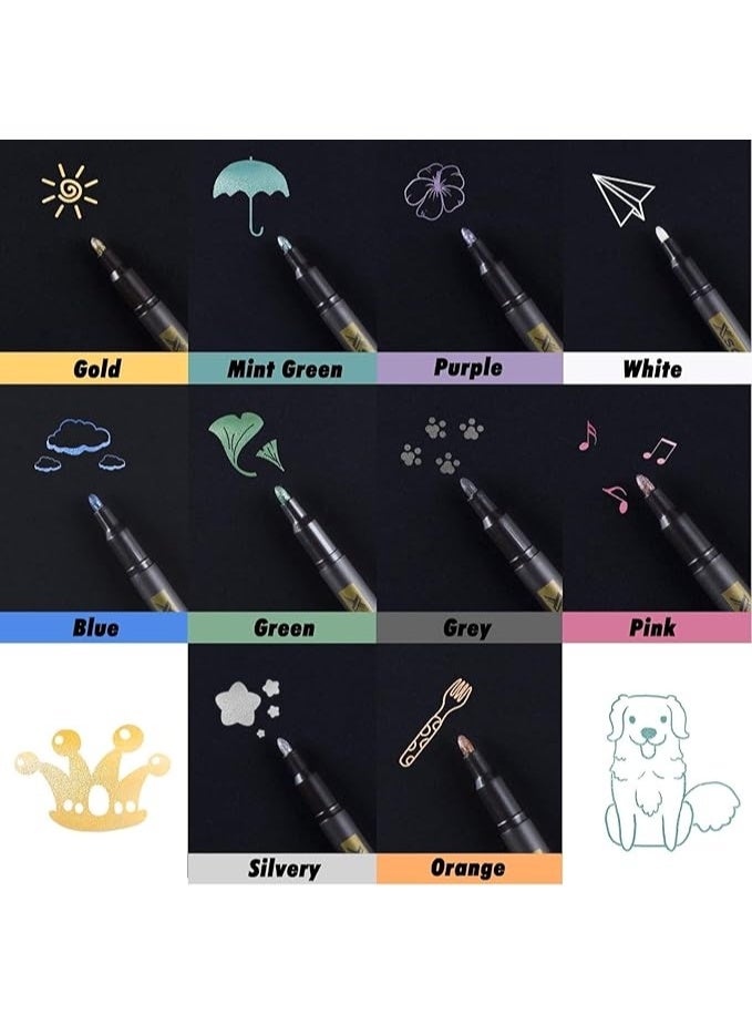 KASTWAVE Metallic Marker Pens Set, 20 Metallic Art Pens, Silver Scrapbook Markers for Black Paper, Gift Card Making, Photo Albums & Wedding Cards - Image 2