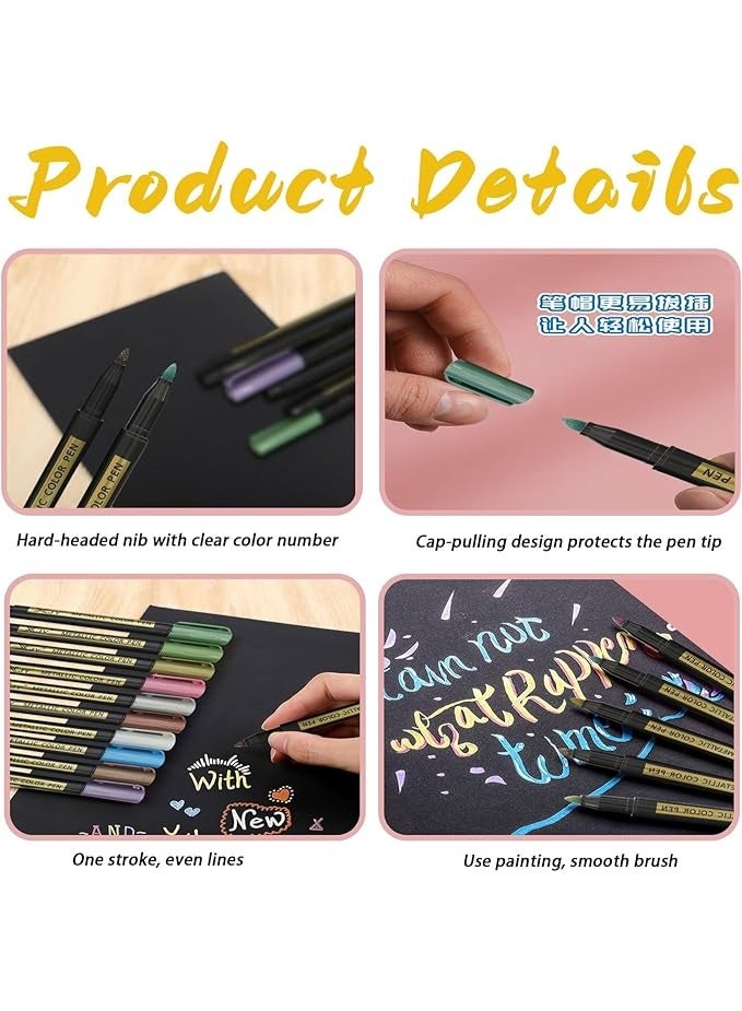 KASTWAVE Metallic Marker Pens Set, 20 Metallic Art Pens, Silver Scrapbook Markers for Black Paper, Gift Card Making, Photo Albums & Wedding Cards - Image 3
