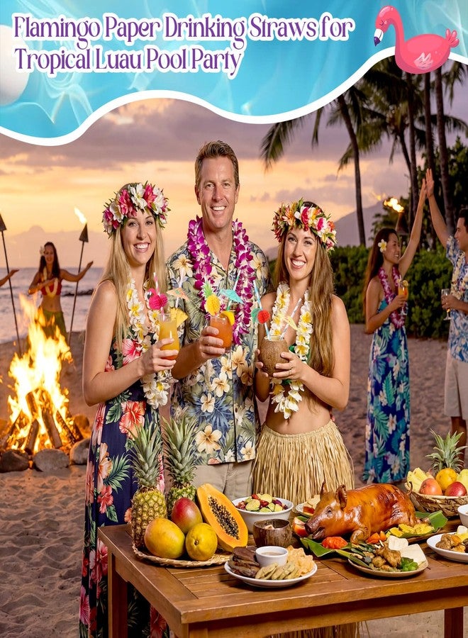 Eaasty 500 Pcs Flamingo Fruit Paper Drinking Straws Bulk Disposable Paper Drinking Cocktail Straws Honeycomb Party Decorations for Hawaiian Luau Pool Party Birthday Wedding, Assorted Colors - Image 5