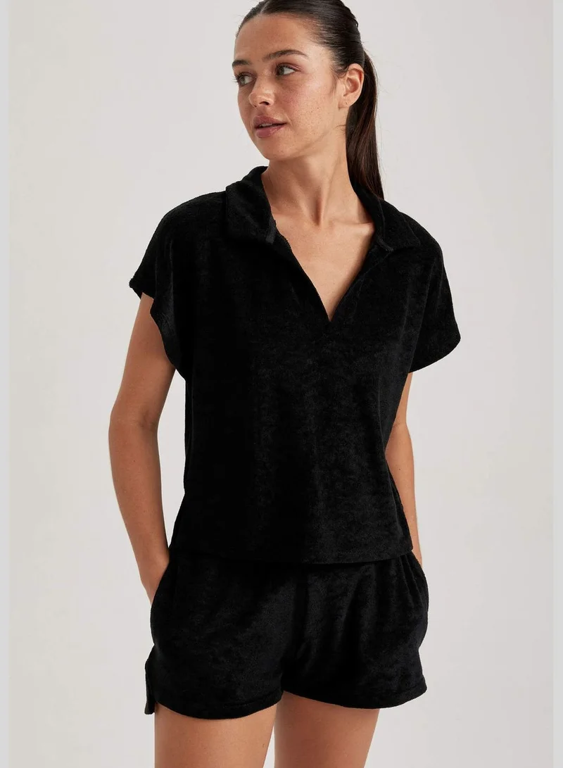 DeFacto Woman Polo Neck Knitted Short Sleeve T-Shirt
